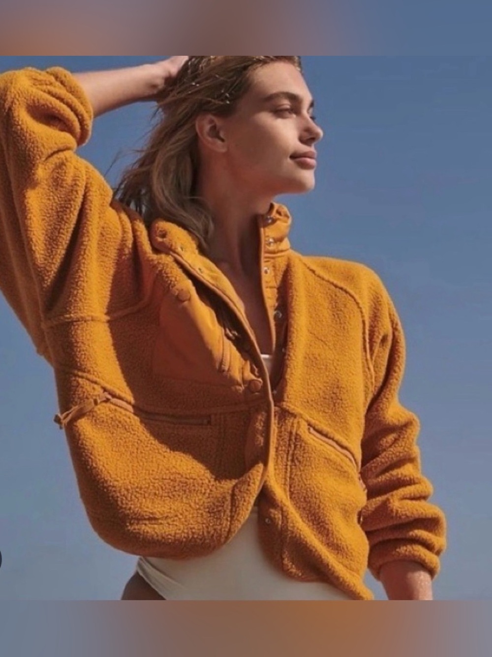 Hit The Slopes Fleece Jacket in Russet Orange size medium